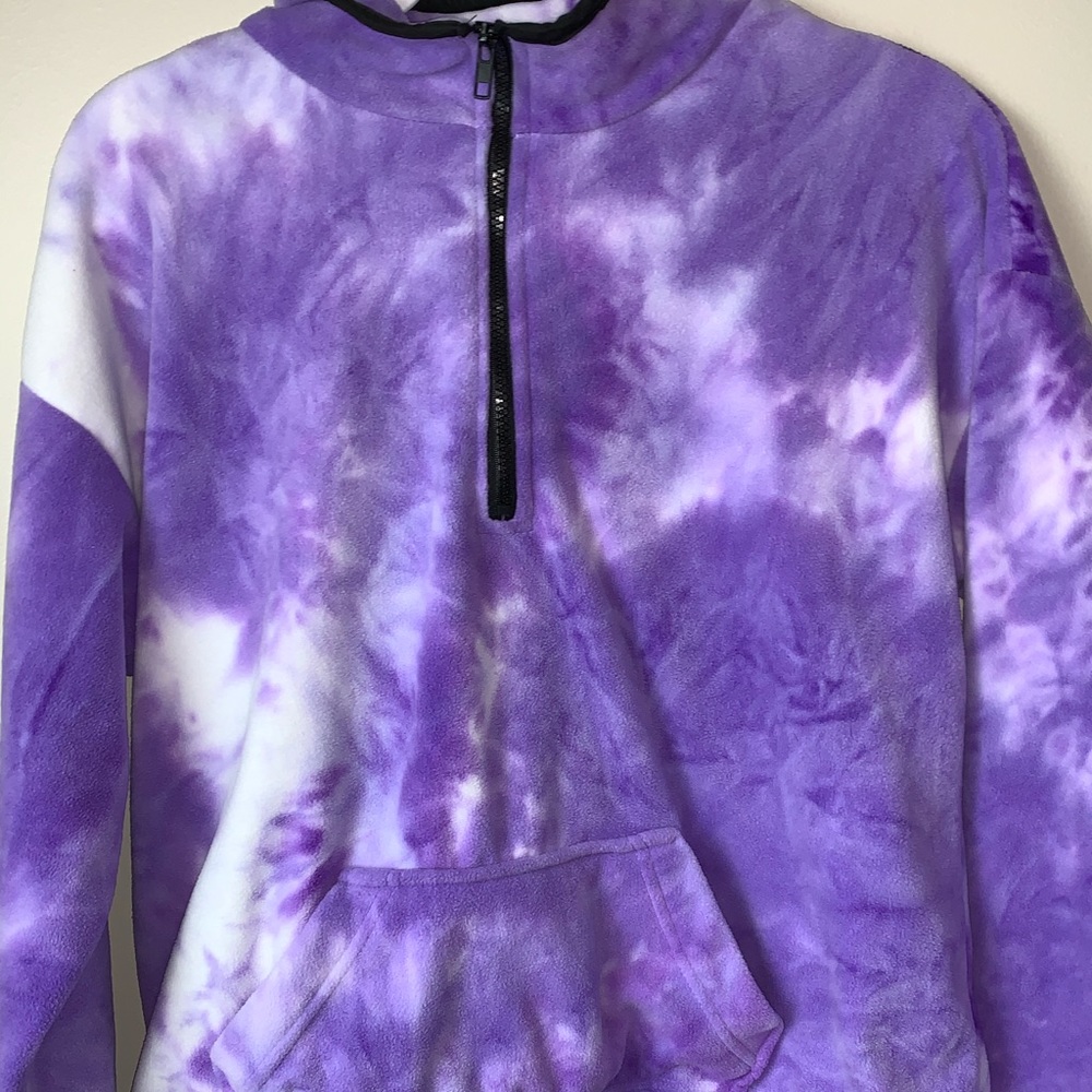 Purple tie dye half zip sweater